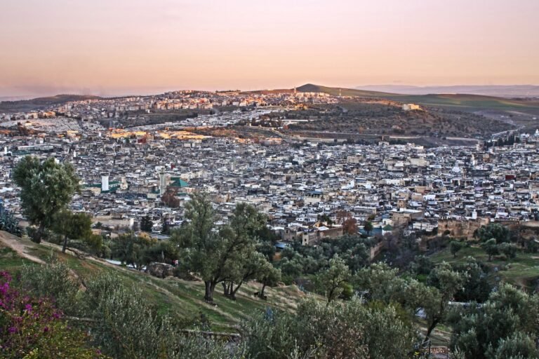 Sunset view over Fes cityscape, Morocco