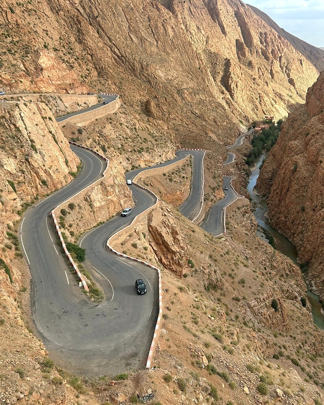 Winding road through the Dades Gorge on a private route to the Sahara