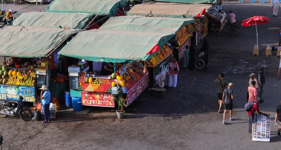 Colorful souk market stalls in Marrakech, where cash is still king